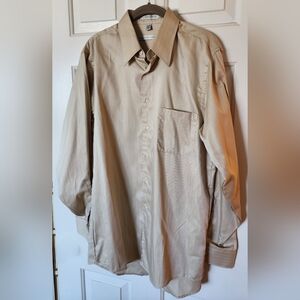 Geoffrey Beene Tan/Beige Long Sleeved Buttoned Down Dress Shirt 15 1/2